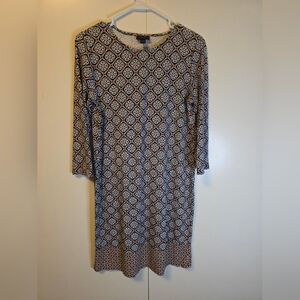 J. Jill Wearever Collection Geometric Print 3/4 Sleeve Dress Size S